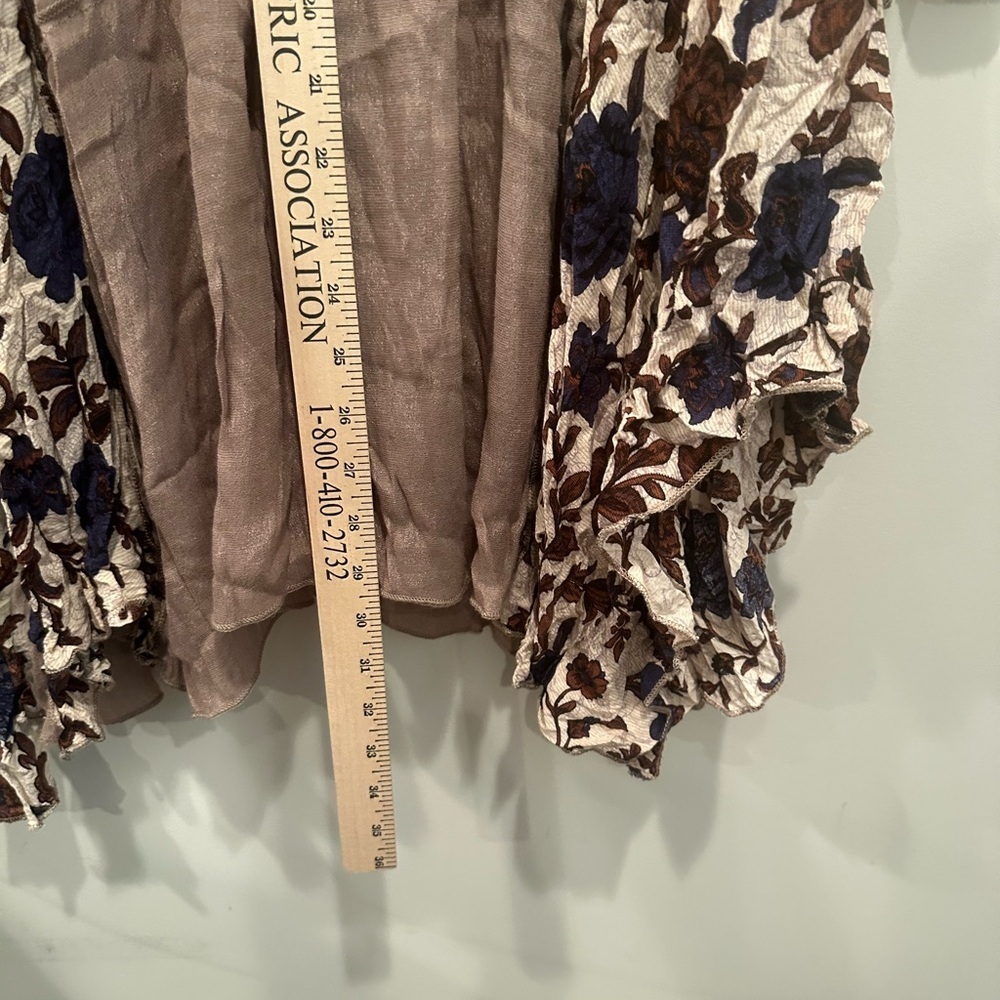 Chocolate Brown & Floral Tunic/Fall Dress Scoop Neck Boho Flowy Casual Sz M - Picture 4 of 8